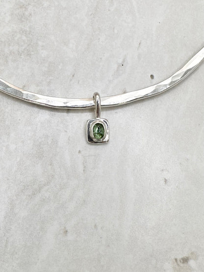 Square Tourmaline Pendant Silver