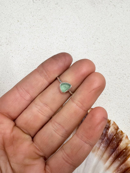 Light Green Seaglass Ring Silver