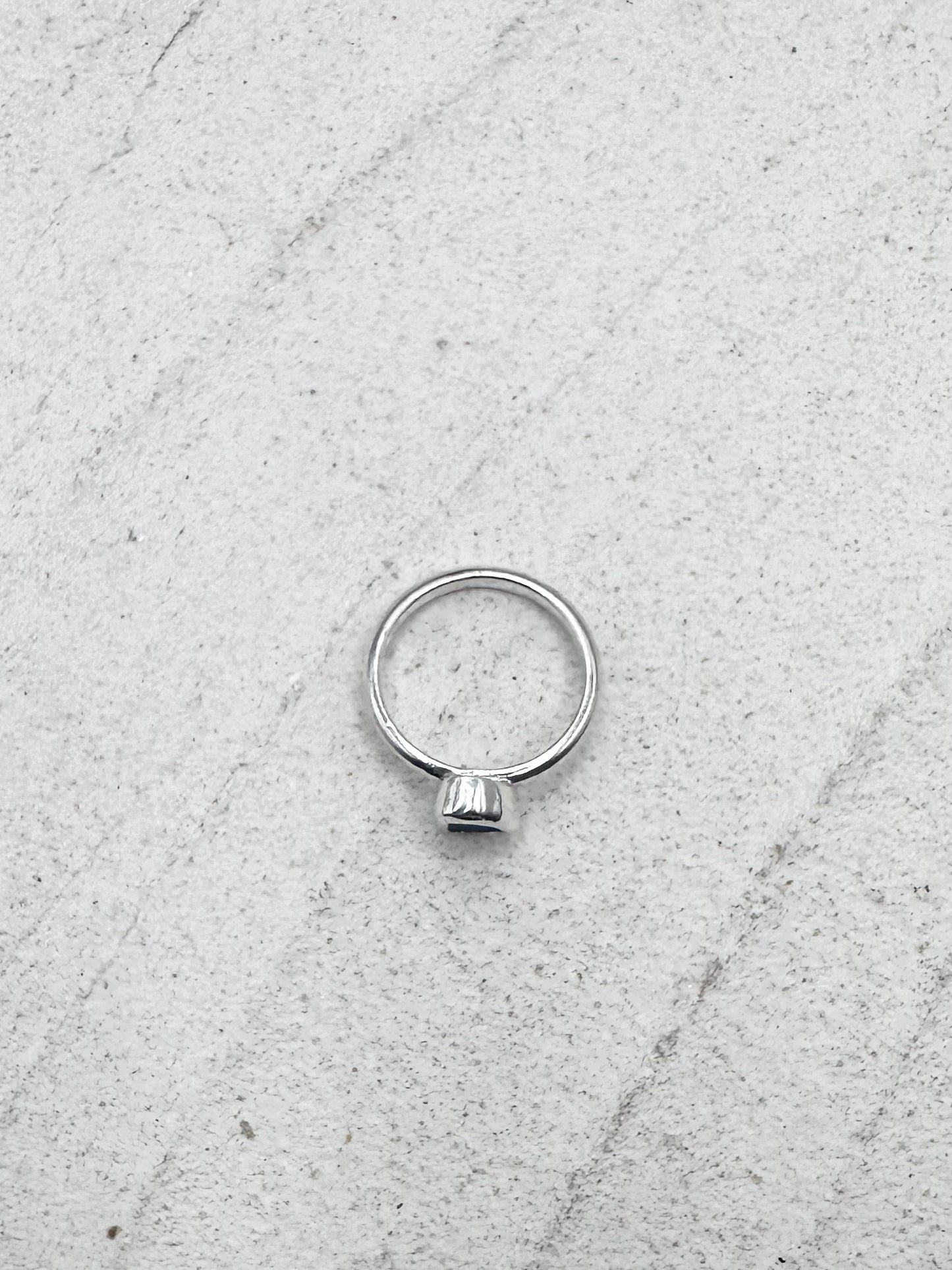 Silver Seaglass Ring in Blue