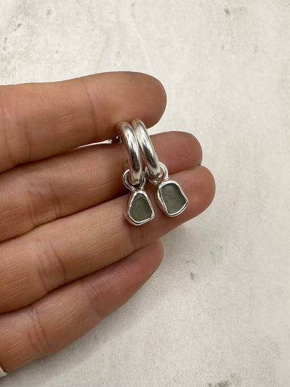 Green Seaglass Charms Silver