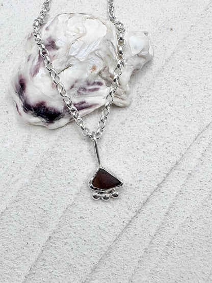 Amber Sunburst Pendant Silver