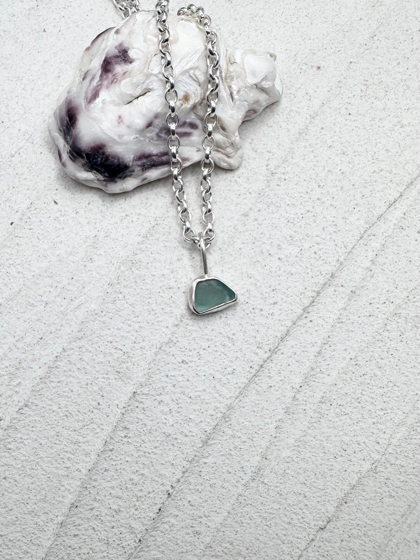 Light Blue Seaglass Pendant Silver