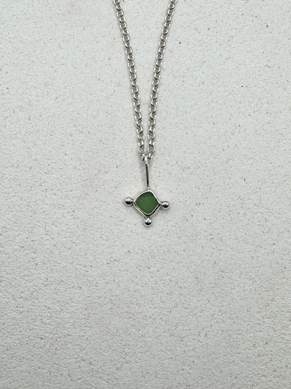 Green Sunburst Pendant Silver