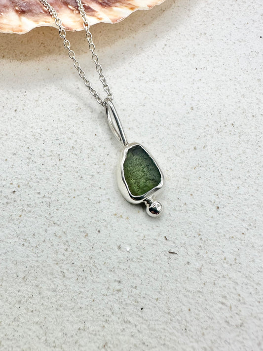 Green Sunburst Pendant Silver