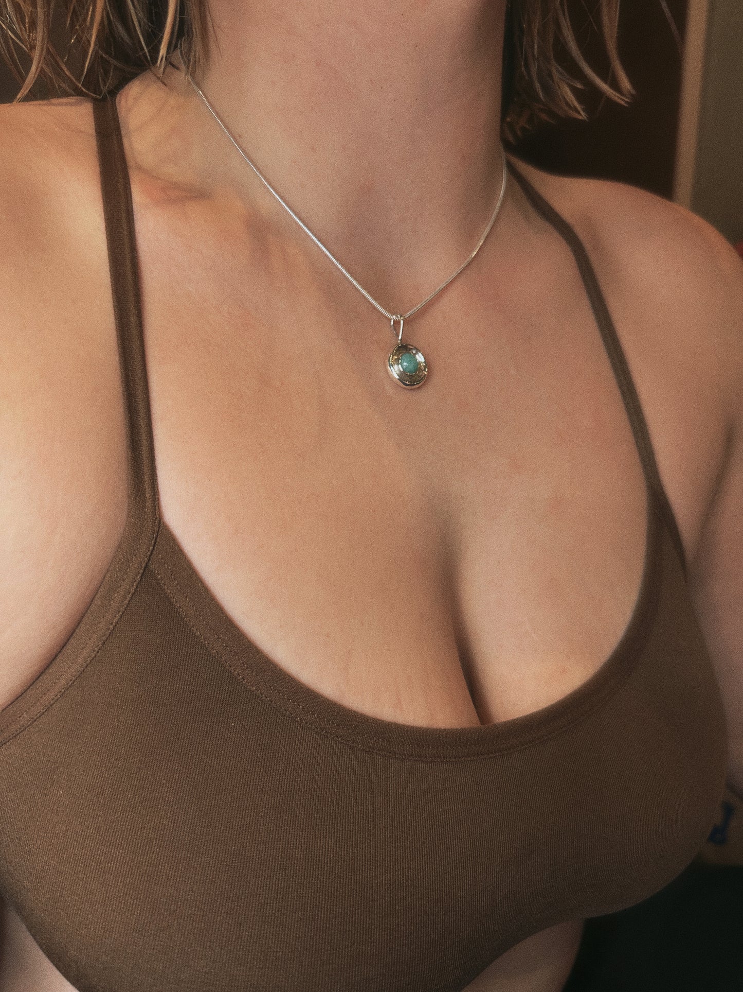 Moondance Pendant Silver & Amazonite