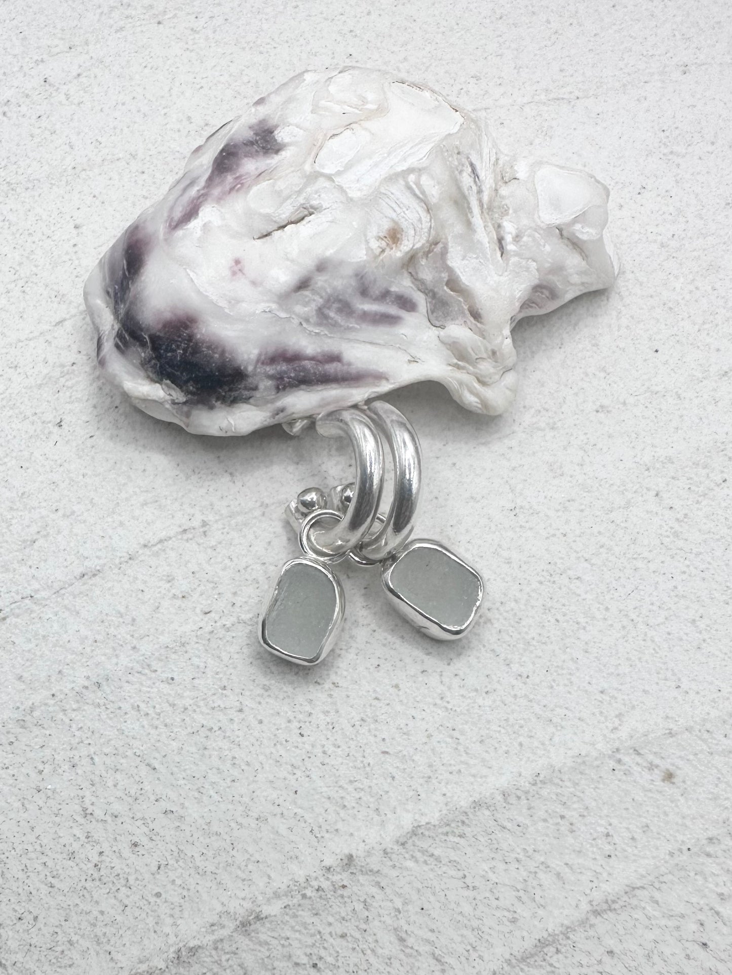 Silver Seaglass Charms in White
