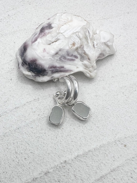 Silver Seaglass Charms in White