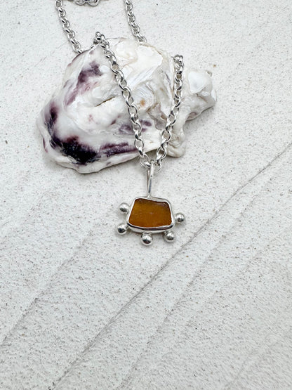 Amber Sunburst Pendant Silver