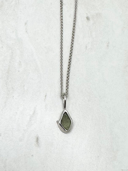 Green Seaglass Pendant Silver
